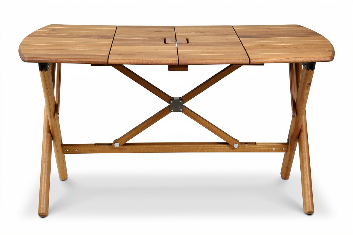 **Inklapbare houten tafel met kruisframe**