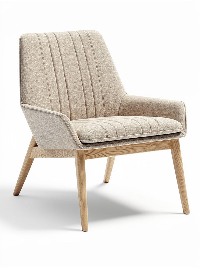 **Nederlandse technische titel: Moderne fabric fauteuil met houten poten**