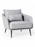 **Titel in het Nederlands: Moderne grijze fauteuil met zwarte poten**