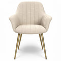 **Nederlandse Titel: Elegante Stoffen Fauteuil met Gouden Poten**