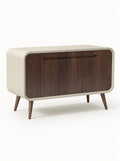 **Moderne dressoir met houten deuren en rond design**